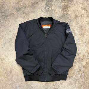 Red Kap Vintage Perma-Lined Bomber Jacket with USA Flag Patch Size L